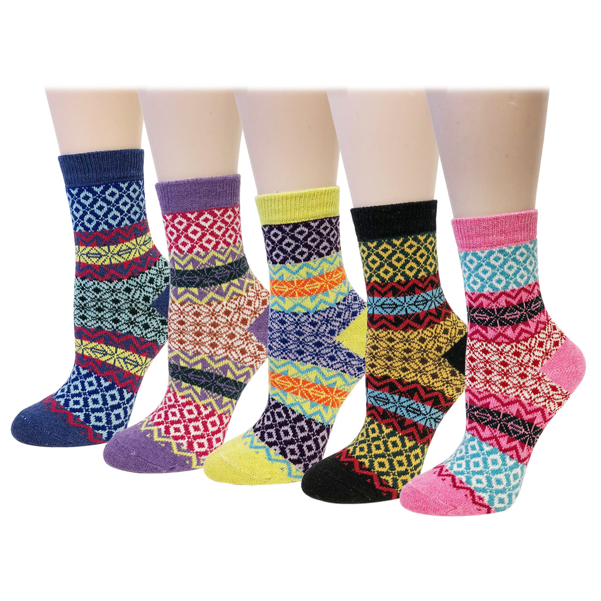 Wrapables Women's Thick Winter Warm Wool Socks (Set of 5)