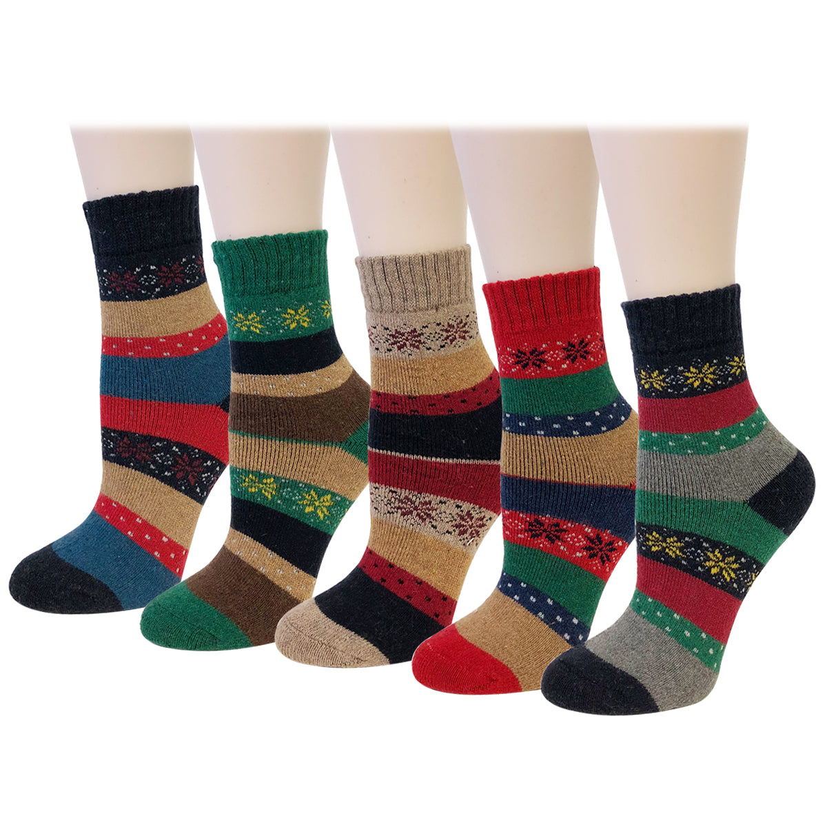 Wrapables Women's Thick Winter Warm Wool Socks (Set of 5)