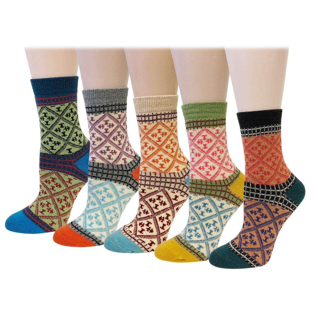 Wrapables Women's Thick Winter Warm Wool Socks (Set of 5)