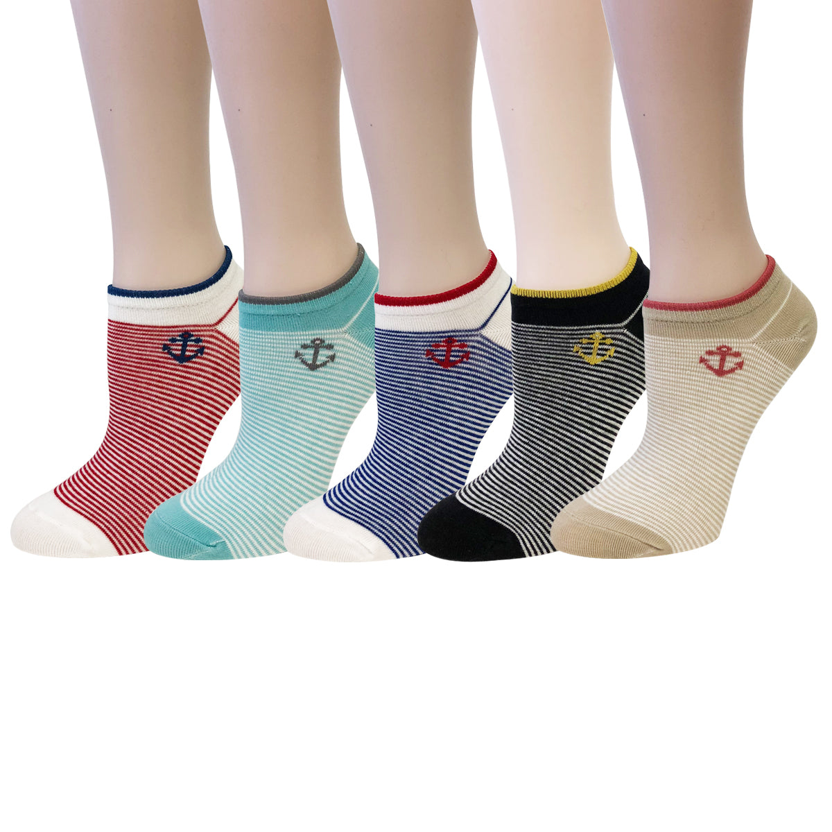 Wrapables Colorful No Show Ankle Socks (Set of 5)