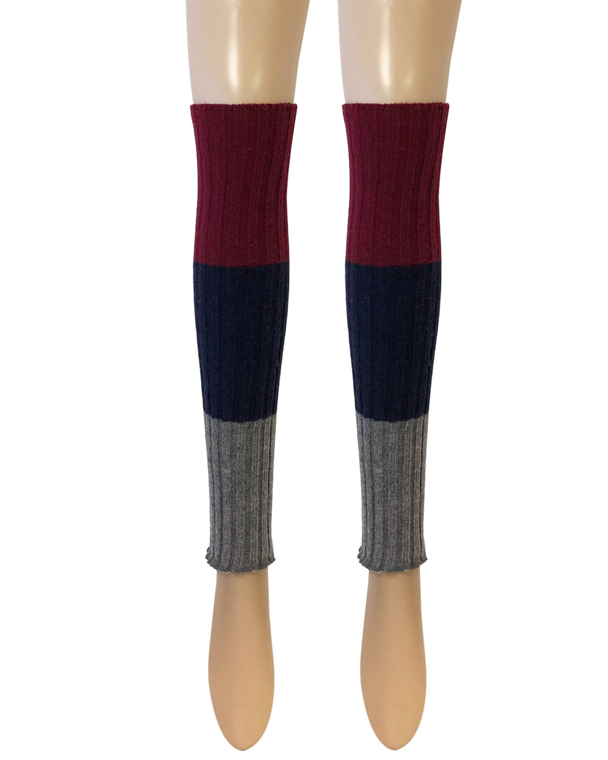 Wrapables Women's Tri-Colored Ribbed Leg Warmers