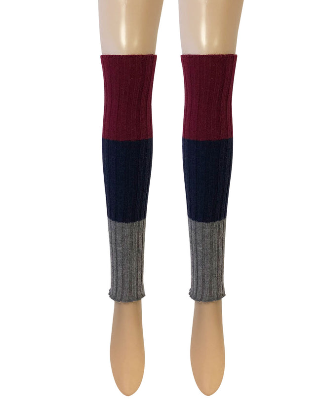 Wrapables Women's Tri-Colored Ribbed Leg Warmers