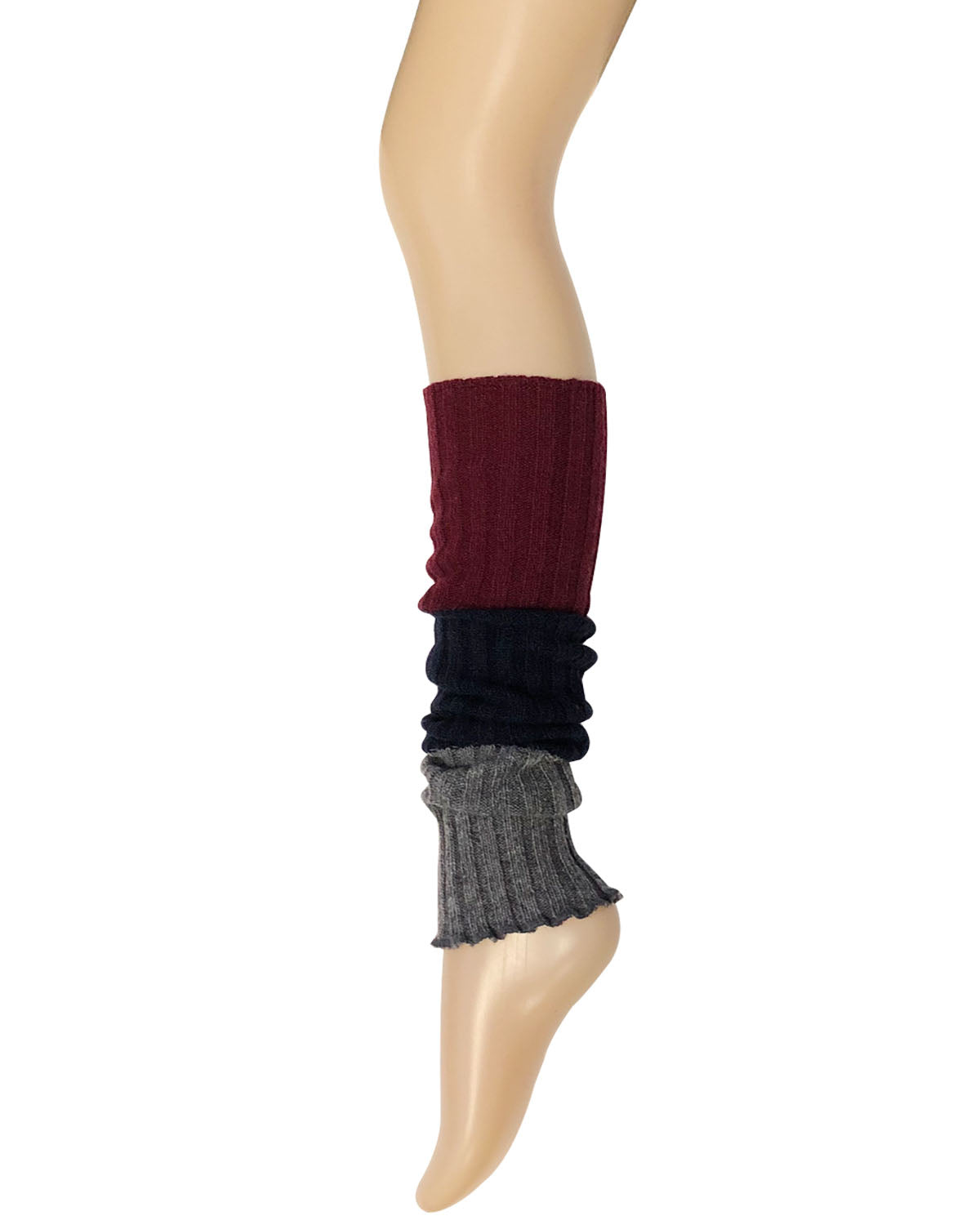 Wrapables Women's Tri-Colored Ribbed Leg Warmers