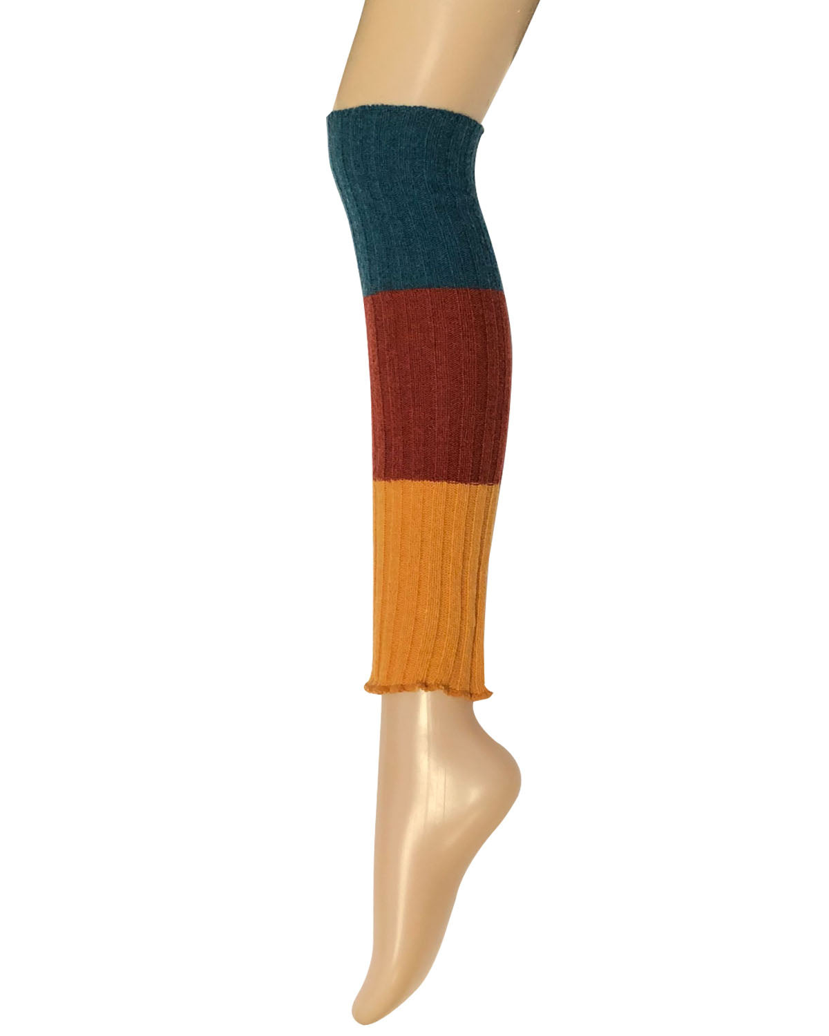 Wrapables Women's Tri-Colored Ribbed Leg Warmers
