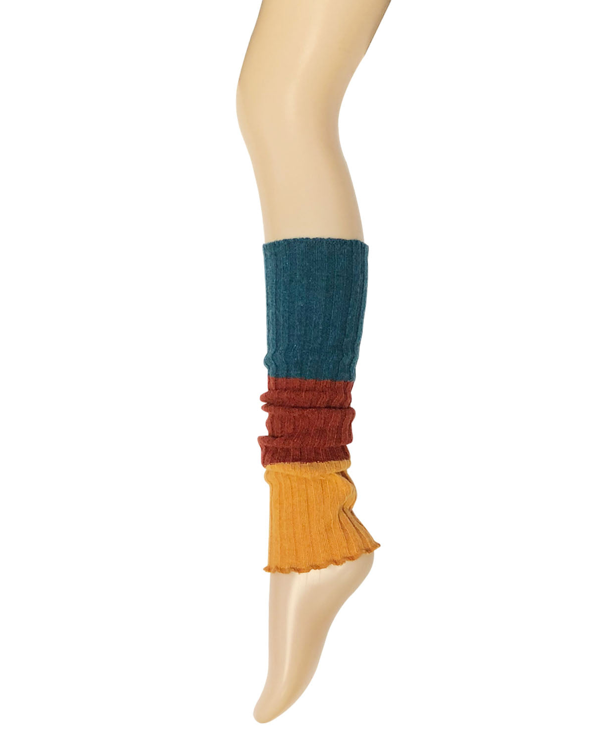 Wrapables Women's Tri-Colored Ribbed Leg Warmers