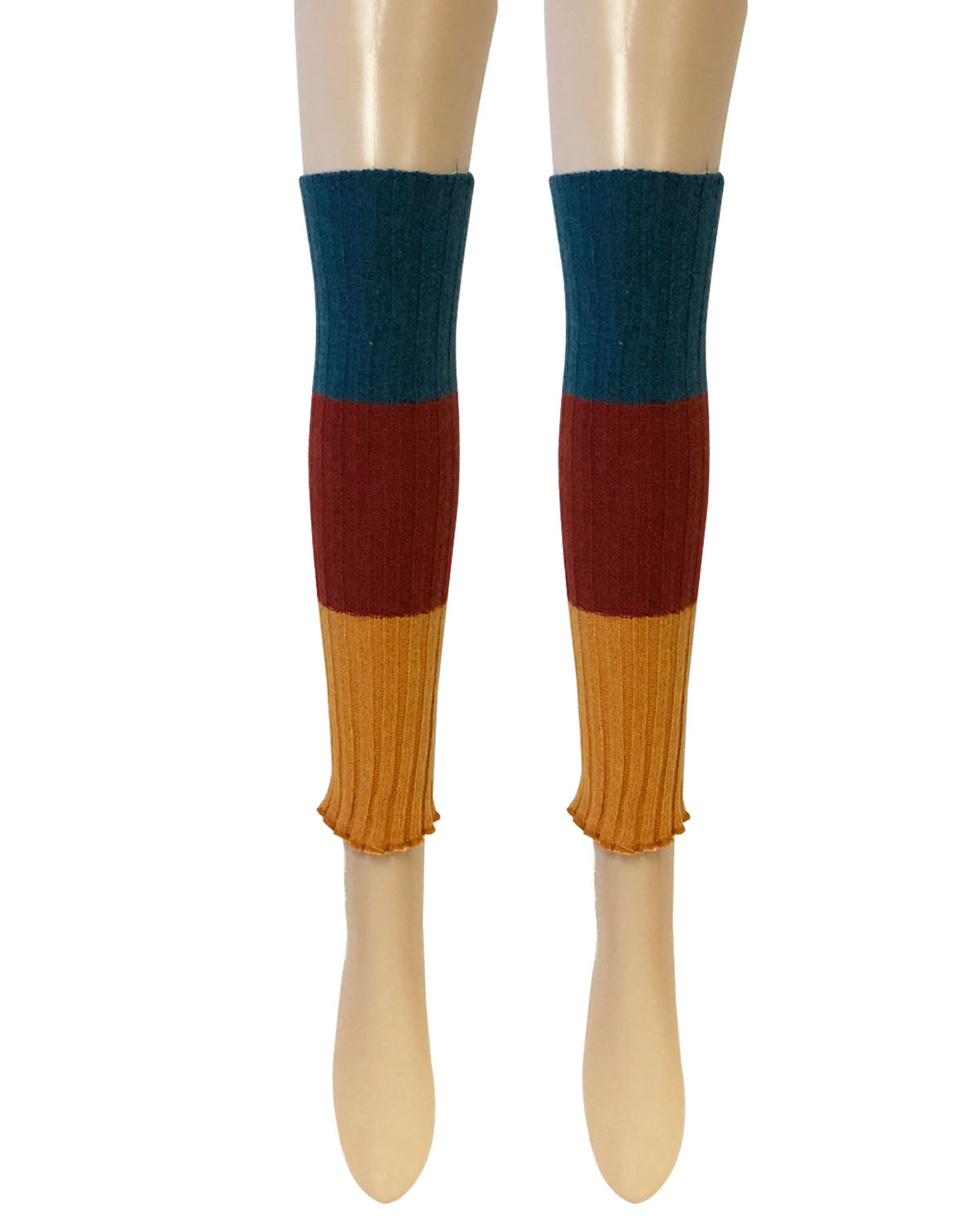 Wrapables Women's Tri-Colored Ribbed Leg Warmers