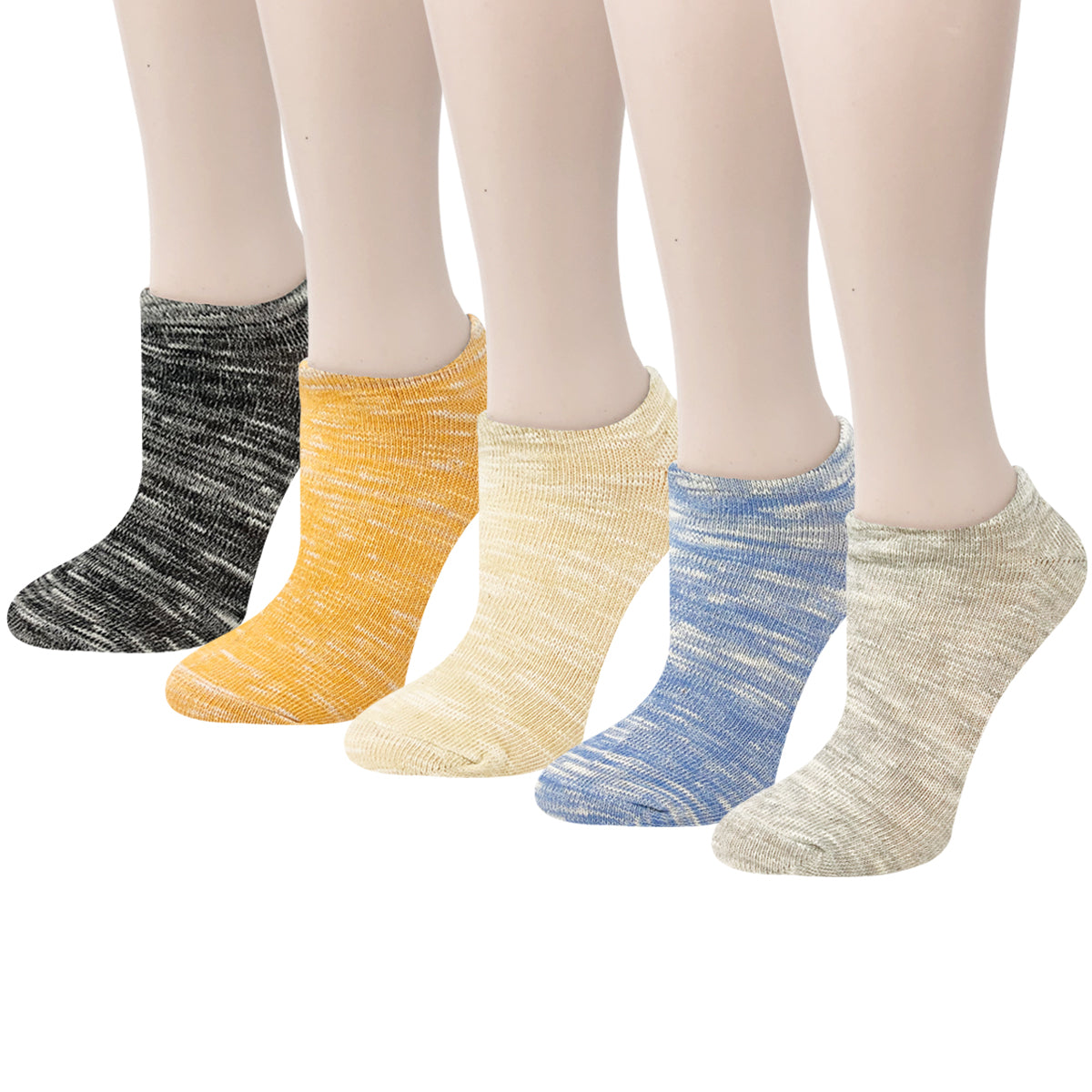 Wrapables Unisex No Show Ankle Socks (Set of 5)