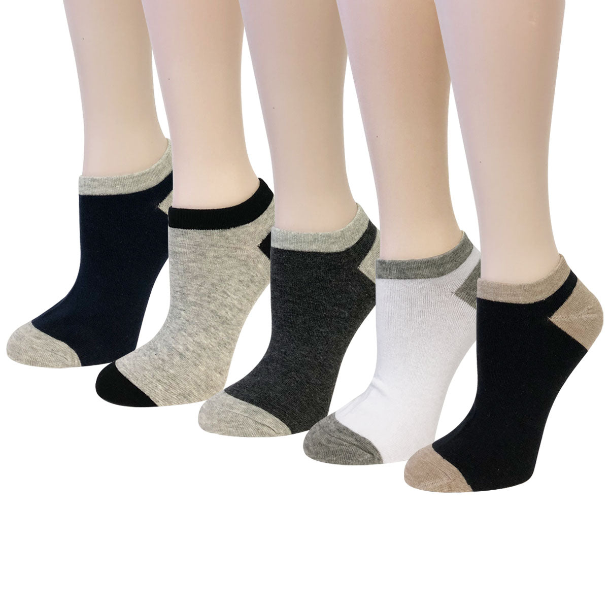 Wrapables Unisex No Show Ankle Socks (Set of 5)