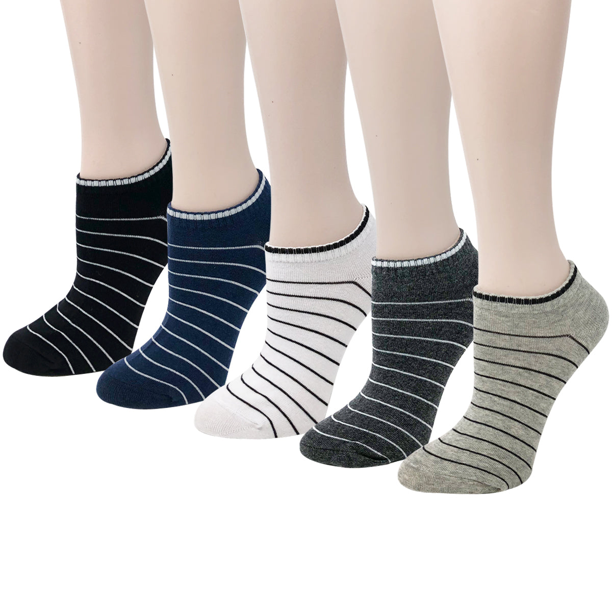 Wrapables Unisex No Show Ankle Socks (Set of 5)