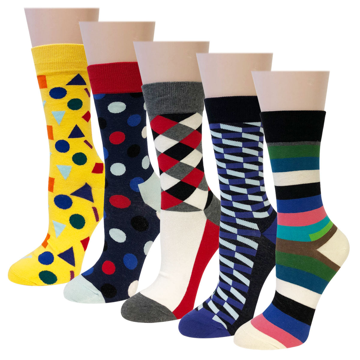 Wrapables Unisex Colorful Designs Trouser Socks (Set of 5)