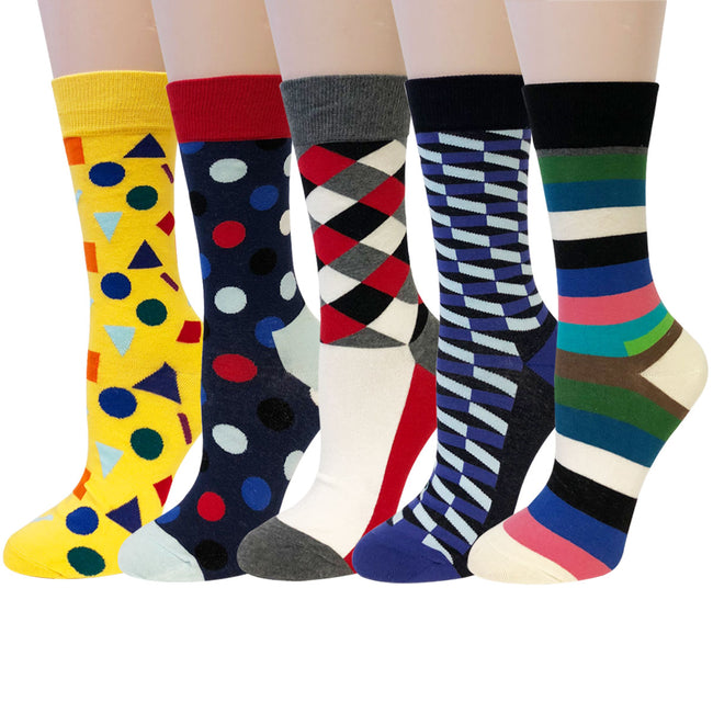 Wrapables Unisex Colorful Designs Trouser Socks (Set of 5)