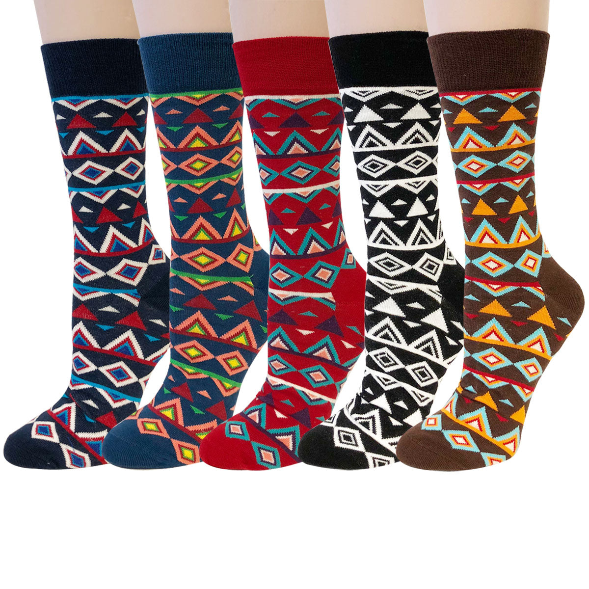 Wrapables Unisex Colorful Designs Trouser Socks (Set of 5)