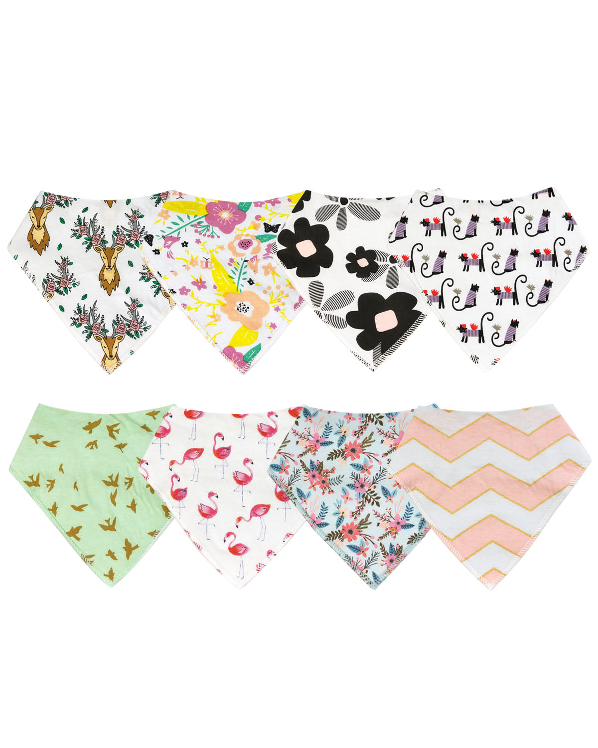 Wrapables Baby Bandana Drool Bibs, Super Soft and Absorbent Bibs for Drooling and Teething (Set 8)
