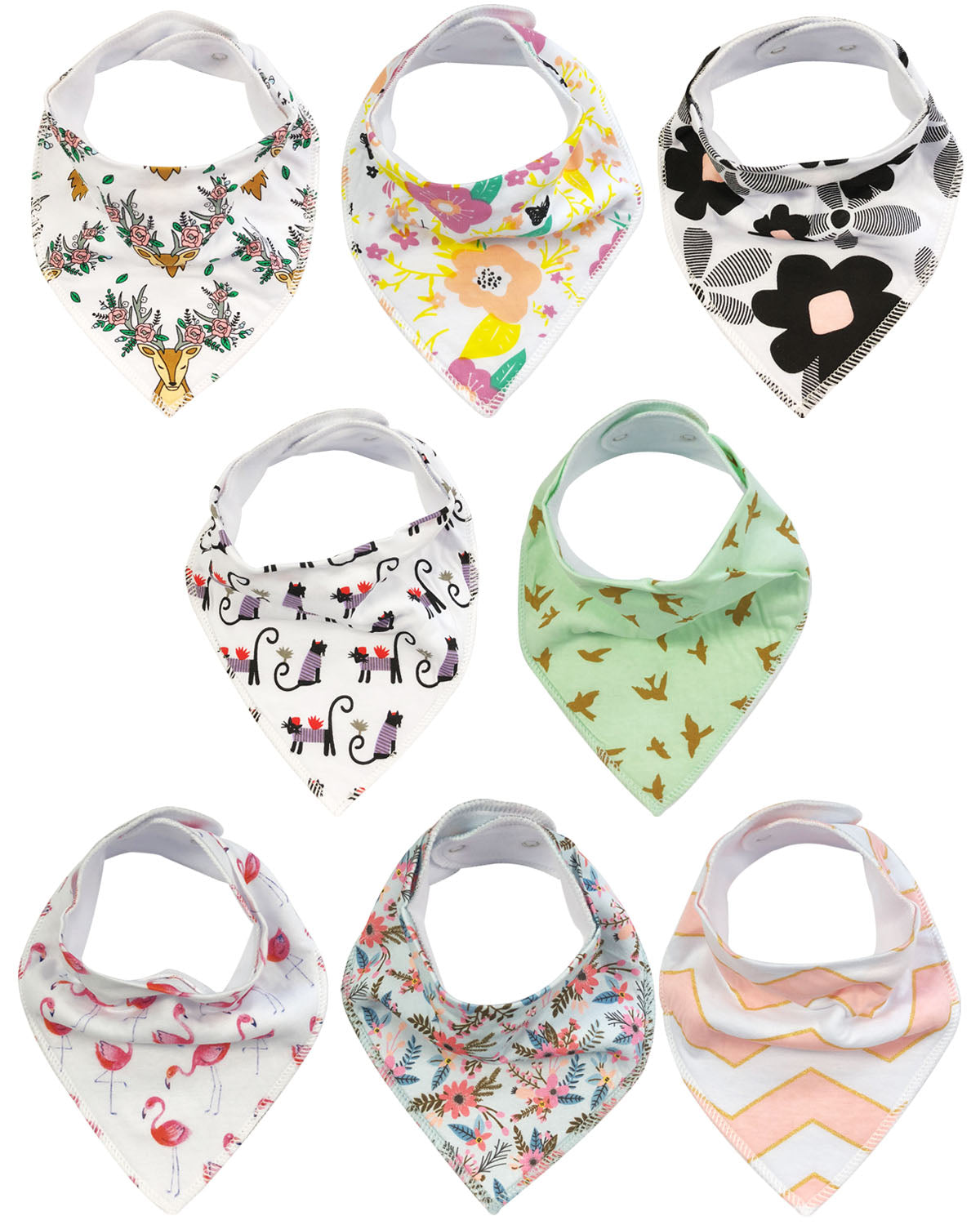 Wrapables Baby Bandana Drool Bibs, Super Soft and Absorbent Bibs for Drooling and Teething (Set 8)