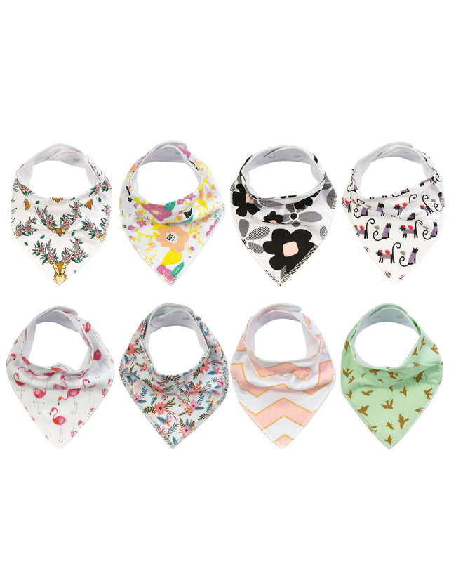 Wrapables Baby Bandana Drool Bibs, Super Soft and Absorbent Bibs for Drooling and Teething (Set 8)