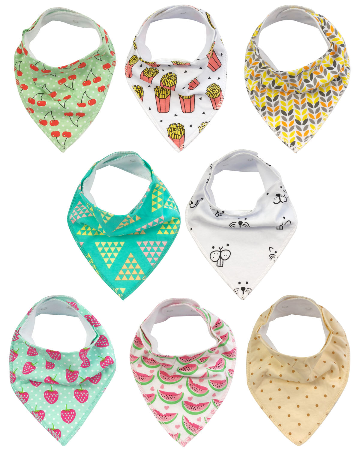 Wrapables Baby Bandana Drool Bibs, Super Soft and Absorbent Bibs for Drooling and Teething (Set 8)