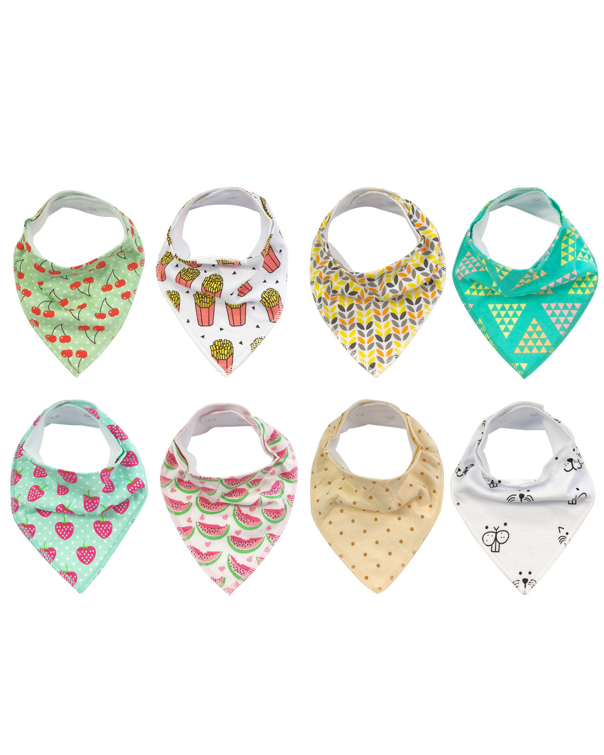 Wrapables Baby Bandana Drool Bibs, Super Soft and Absorbent Bibs for Drooling and Teething (Set 8)