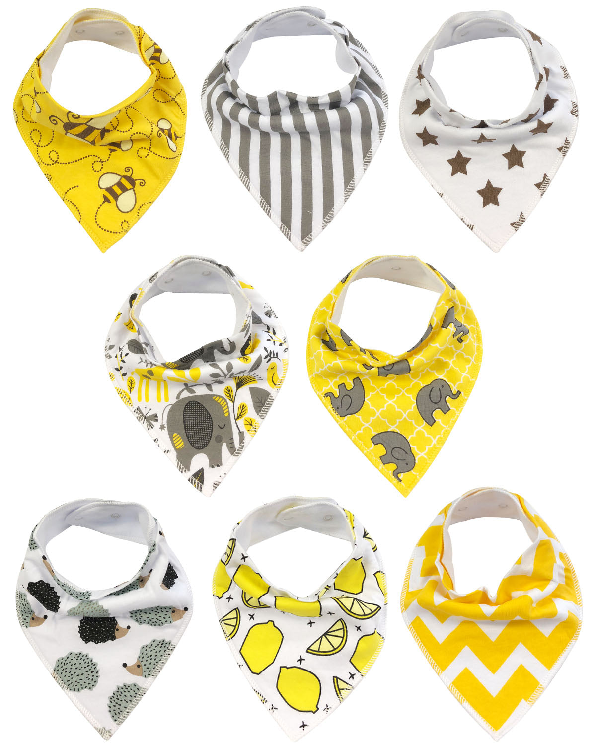 Wrapables Baby Bandana Drool Bibs, Super Soft and Absorbent Bibs for Drooling and Teething (Set 8)