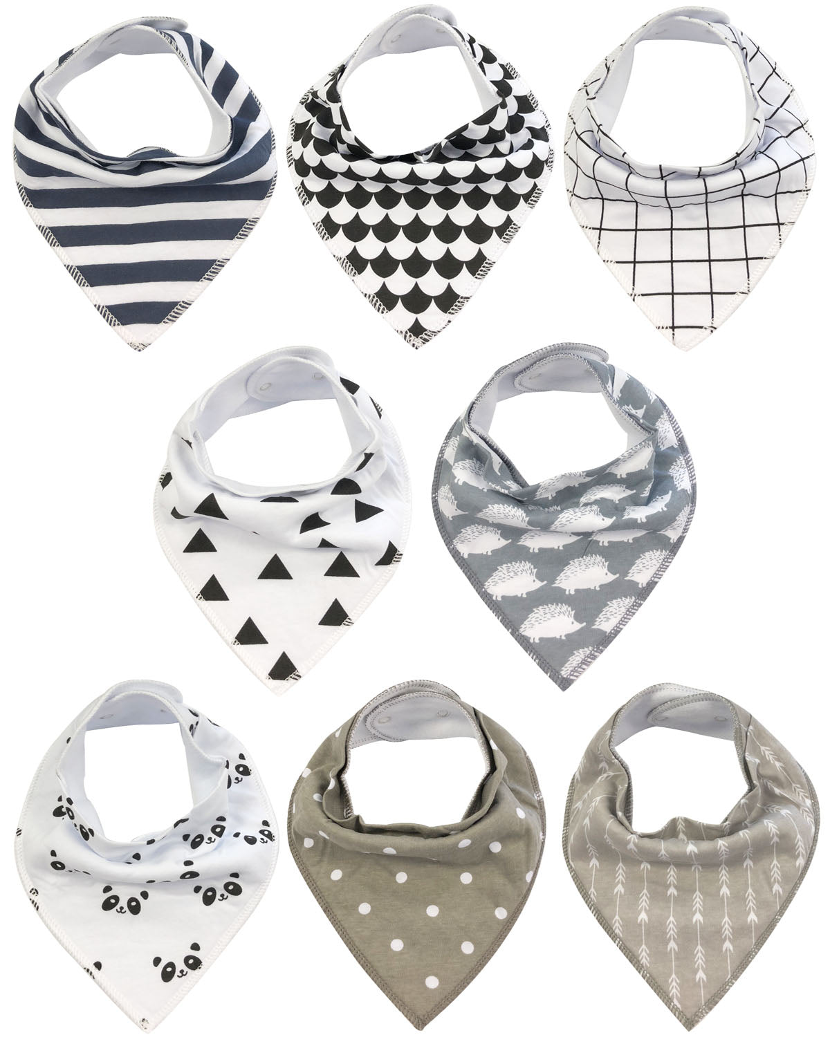 Wrapables Baby Bandana Drool Bibs, Super Soft and Absorbent Bibs for Drooling and Teething (Set 8)