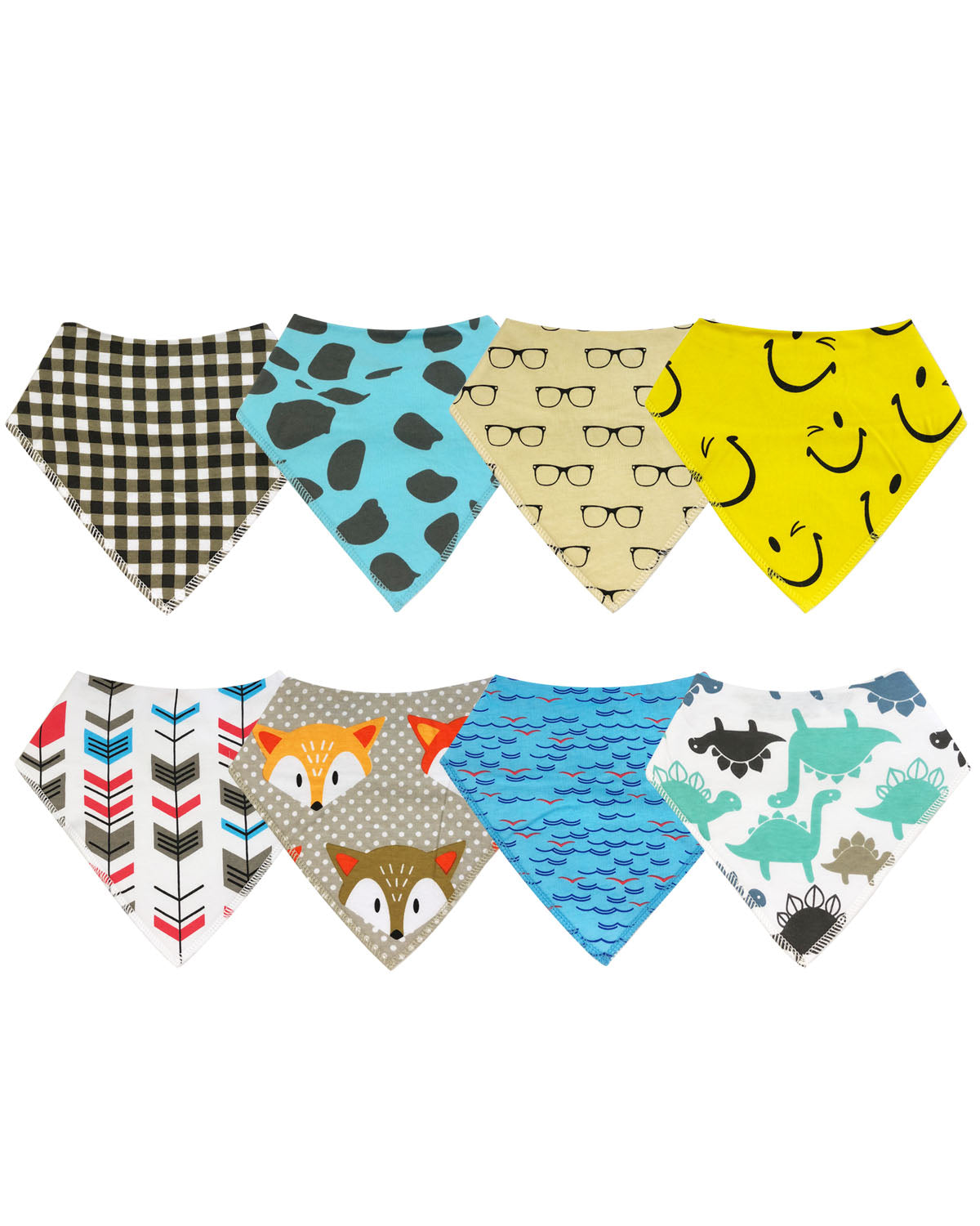 Wrapables Baby Bandana Drool Bibs, Super Soft and Absorbent Bibs for Drooling and Teething (Set 8)