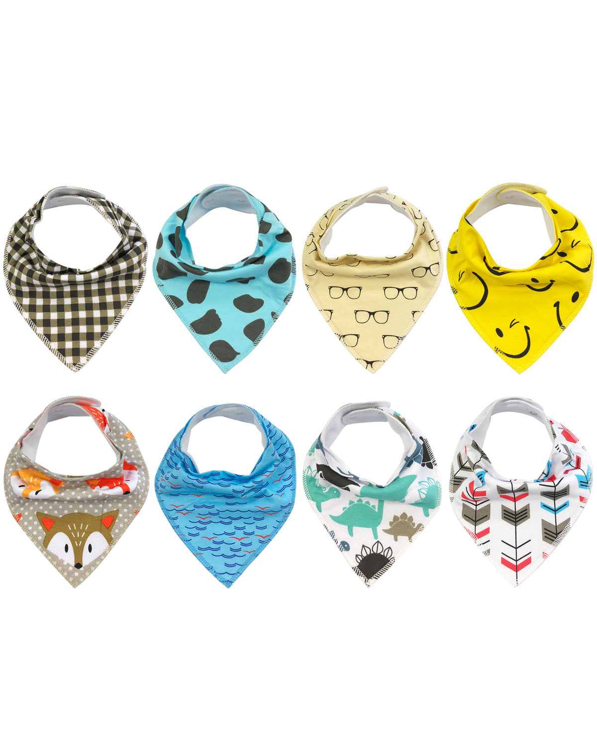 Wrapables Baby Bandana Drool Bibs, Super Soft and Absorbent Bibs for Drooling and Teething (Set 8)
