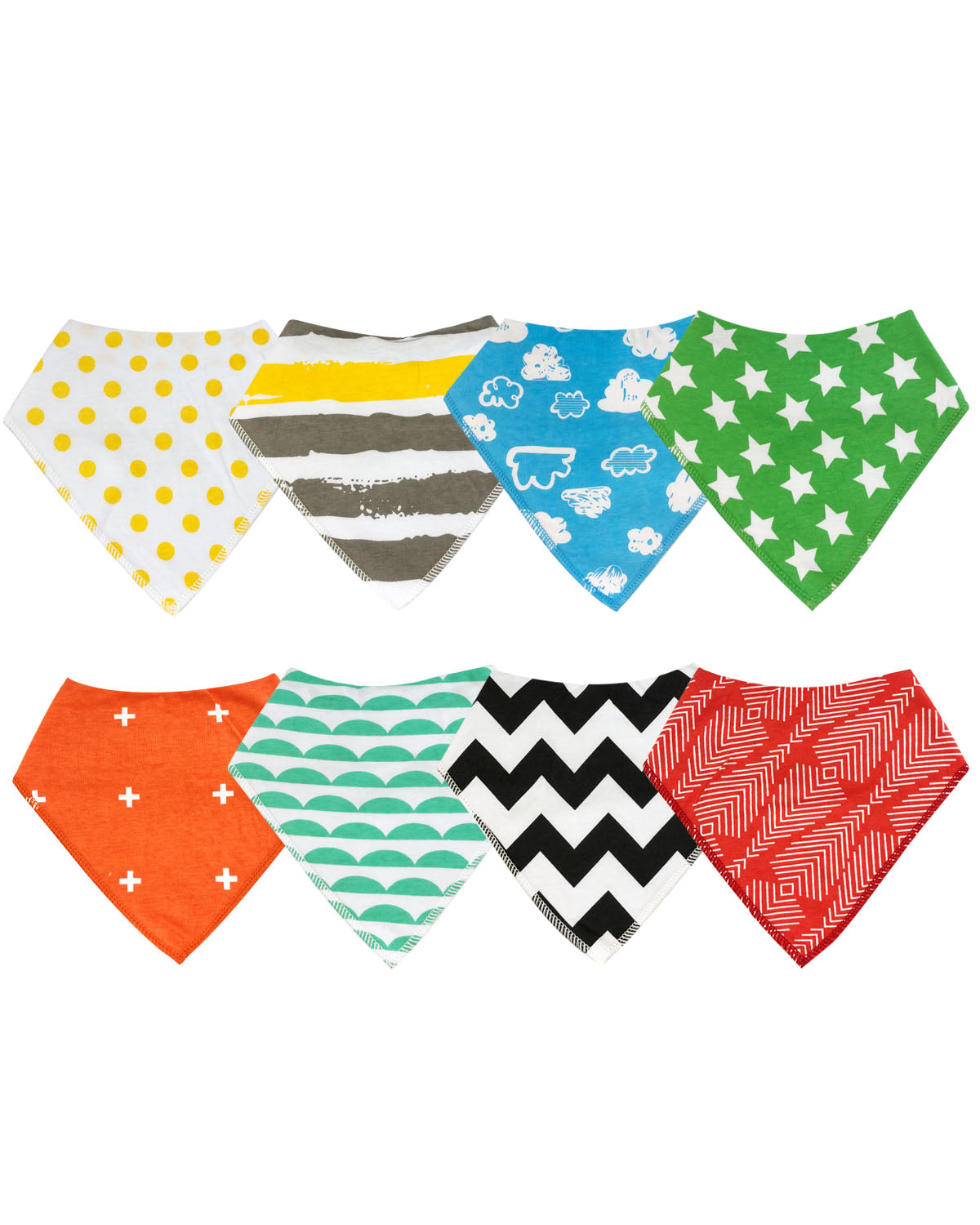 Wrapables Baby Bandana Drool Bibs, Super Soft and Absorbent Bibs for Drooling and Teething (Set 8)