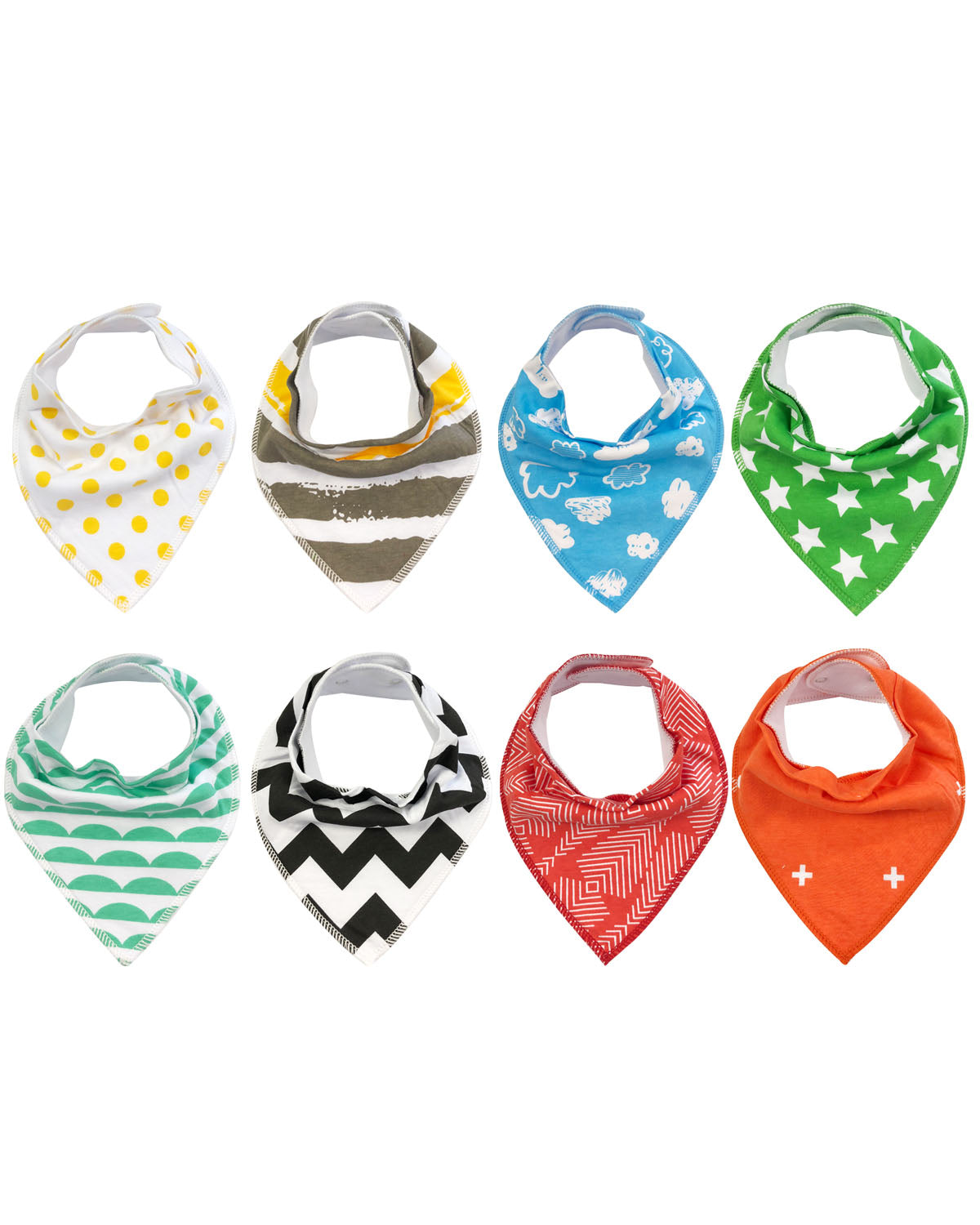 Wrapables Baby Bandana Drool Bibs, Super Soft and Absorbent Bibs for Drooling and Teething (Set 8)