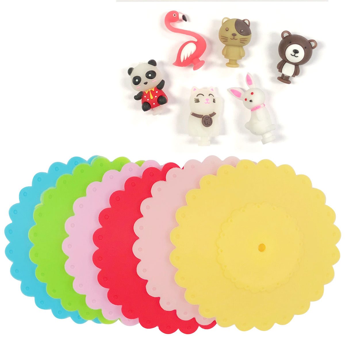 Wrapables Silicone Cup Lids, Anti-Dust Airtight Mug Covers for Hot and Cold Beverages (Set of 6)
