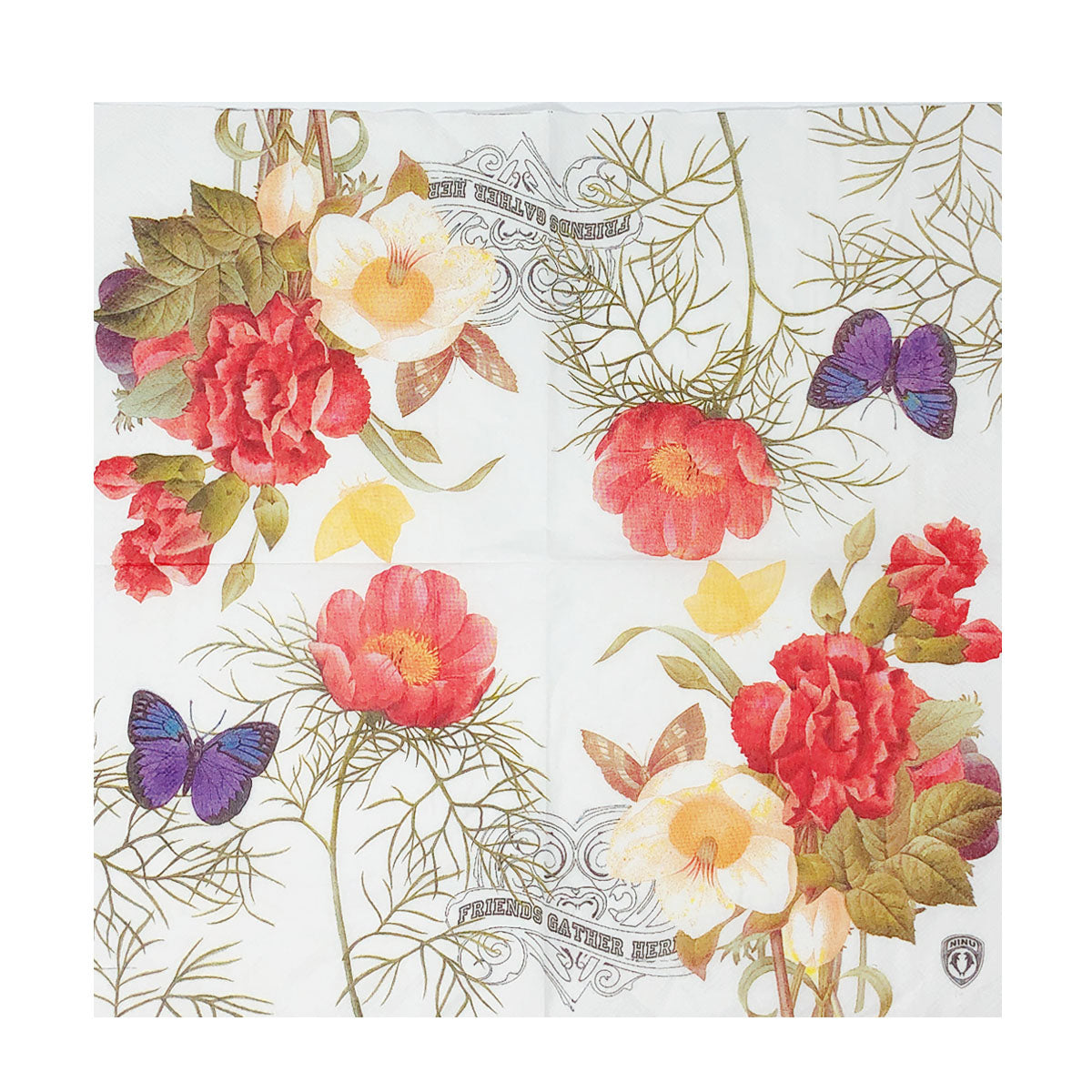 Wrapables Floral 2 Ply Paper Napkins (40 Count) for Wedding, Dinner Party, Tea Party, Decorative Decoupage