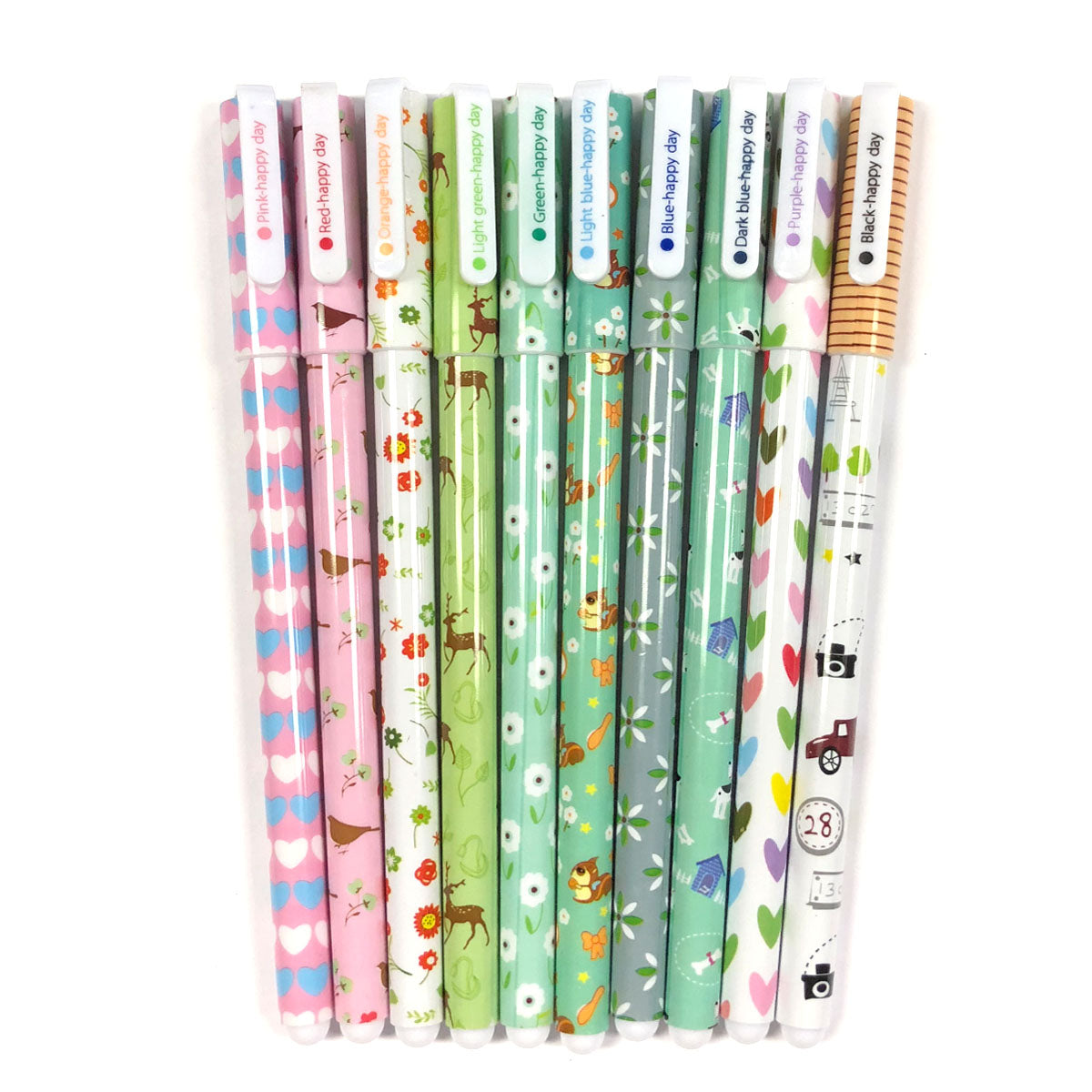 Wrapables Cute Novelty Gel Ink Pens, 0.5mm Fine Point (Set of 10) for School, Office, Stationery
