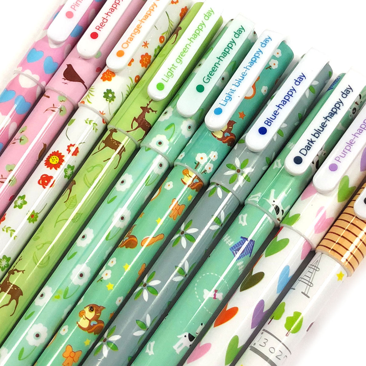 Wrapables Cute Novelty Gel Ink Pens, 0.5mm Fine Point (Set of 10) for School, Office, Stationery