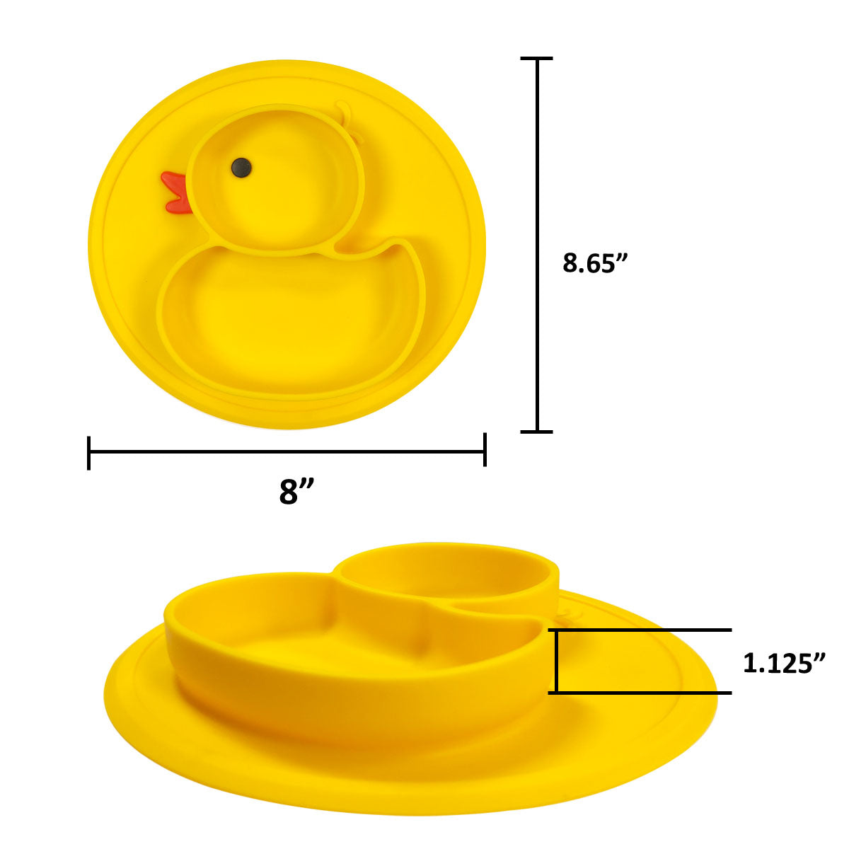 Wrapables Silicone Placemat + Suction Food Plate for Baby, Duck
