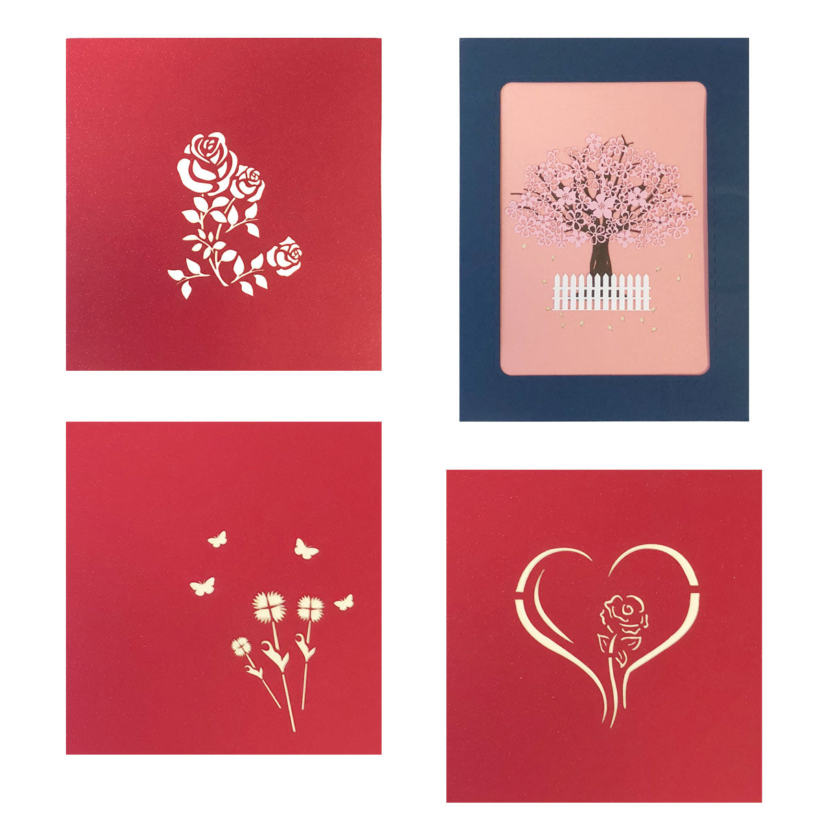 Wrapables 3D Pop-Up Greeting Cards for Birthday, Thank you, Anniversary, Wedding, Holidays (Set of 4)