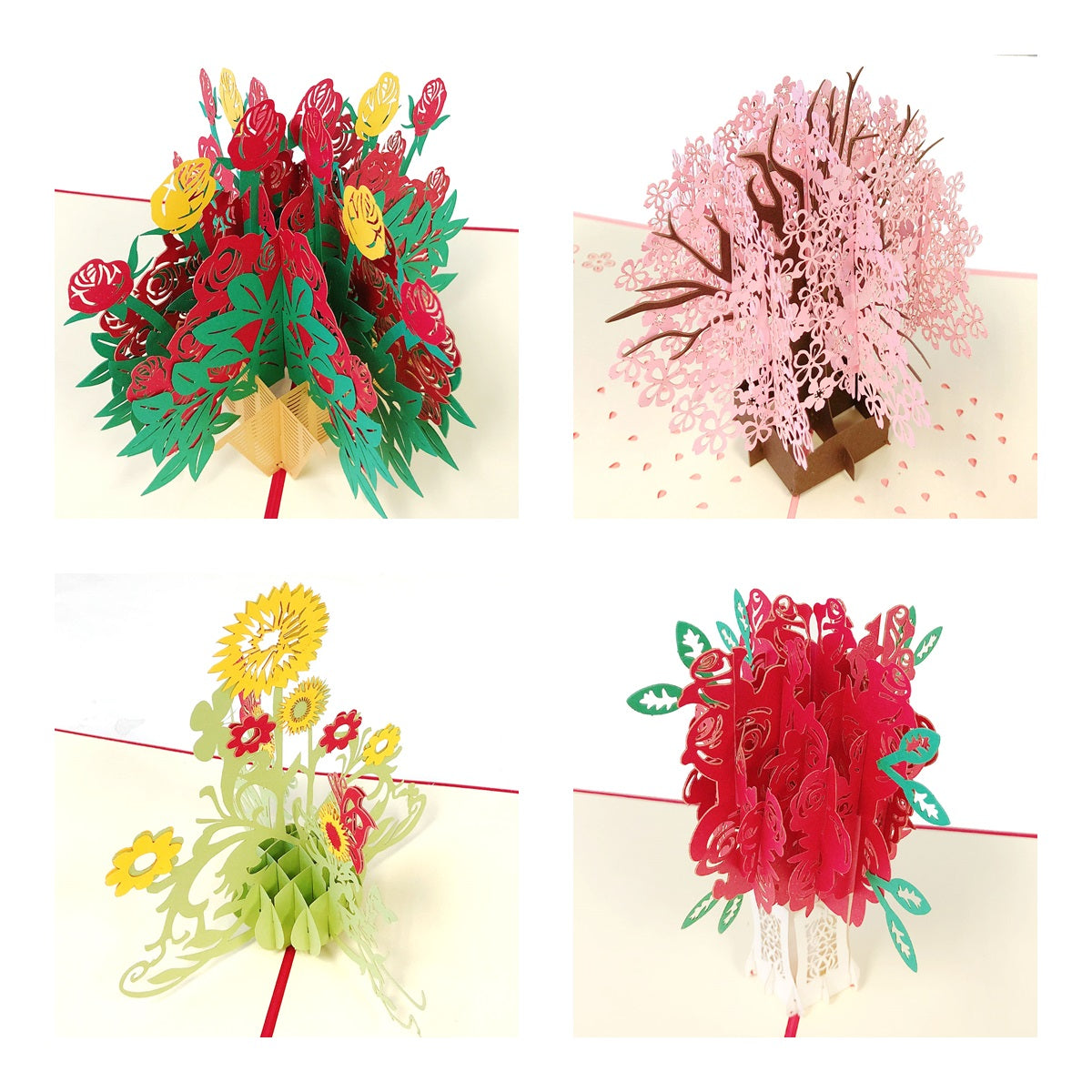 Wrapables 3D Pop-Up Greeting Cards for Birthday, Thank you, Anniversary, Wedding, Holidays (Set of 4)