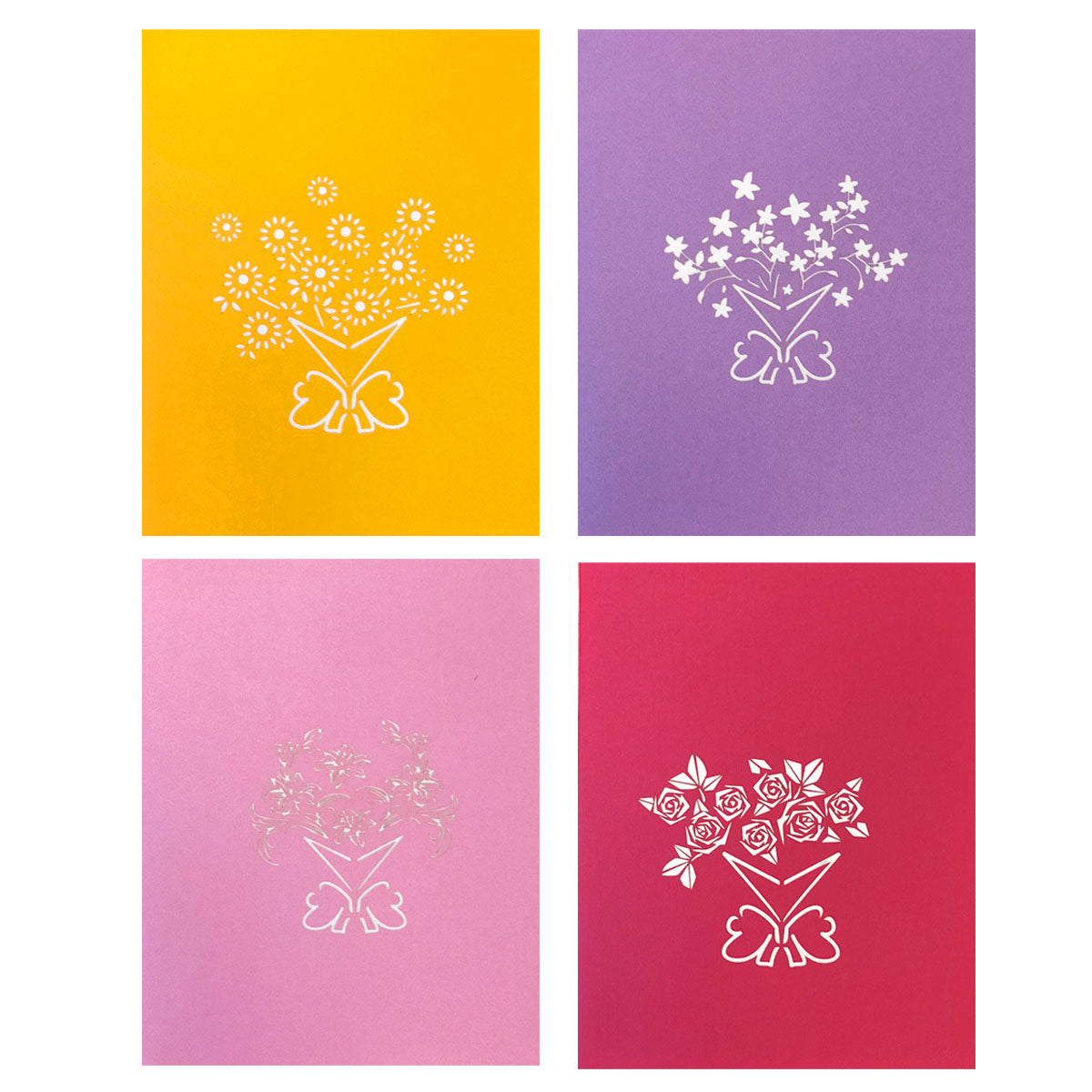 Wrapables 3D Pop-Up Greeting Cards for Birthday, Thank you, Anniversary, Wedding, Holidays (Set of 4)