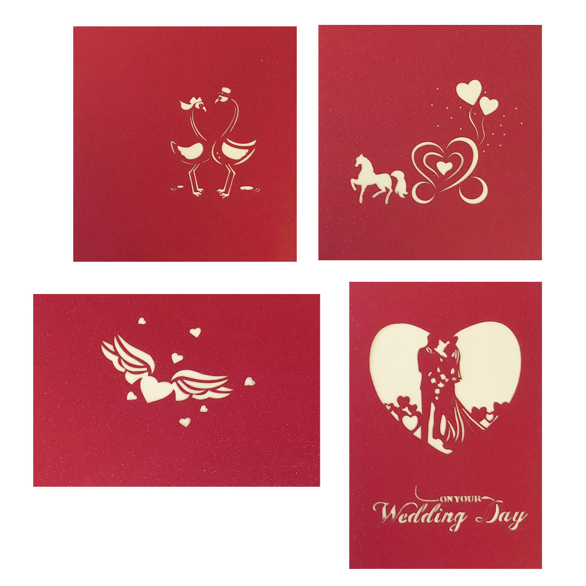 Wrapables 3D Pop-Up Greeting Cards for Birthday, Thank you, Anniversary, Wedding, Holidays (Set of 4)
