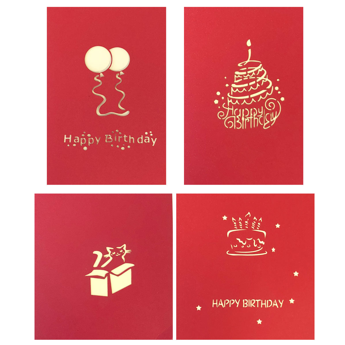 Wrapables 3D Pop-Up Greeting Cards for Birthday, Thank you, Anniversary, Wedding, Holidays (Set of 4)