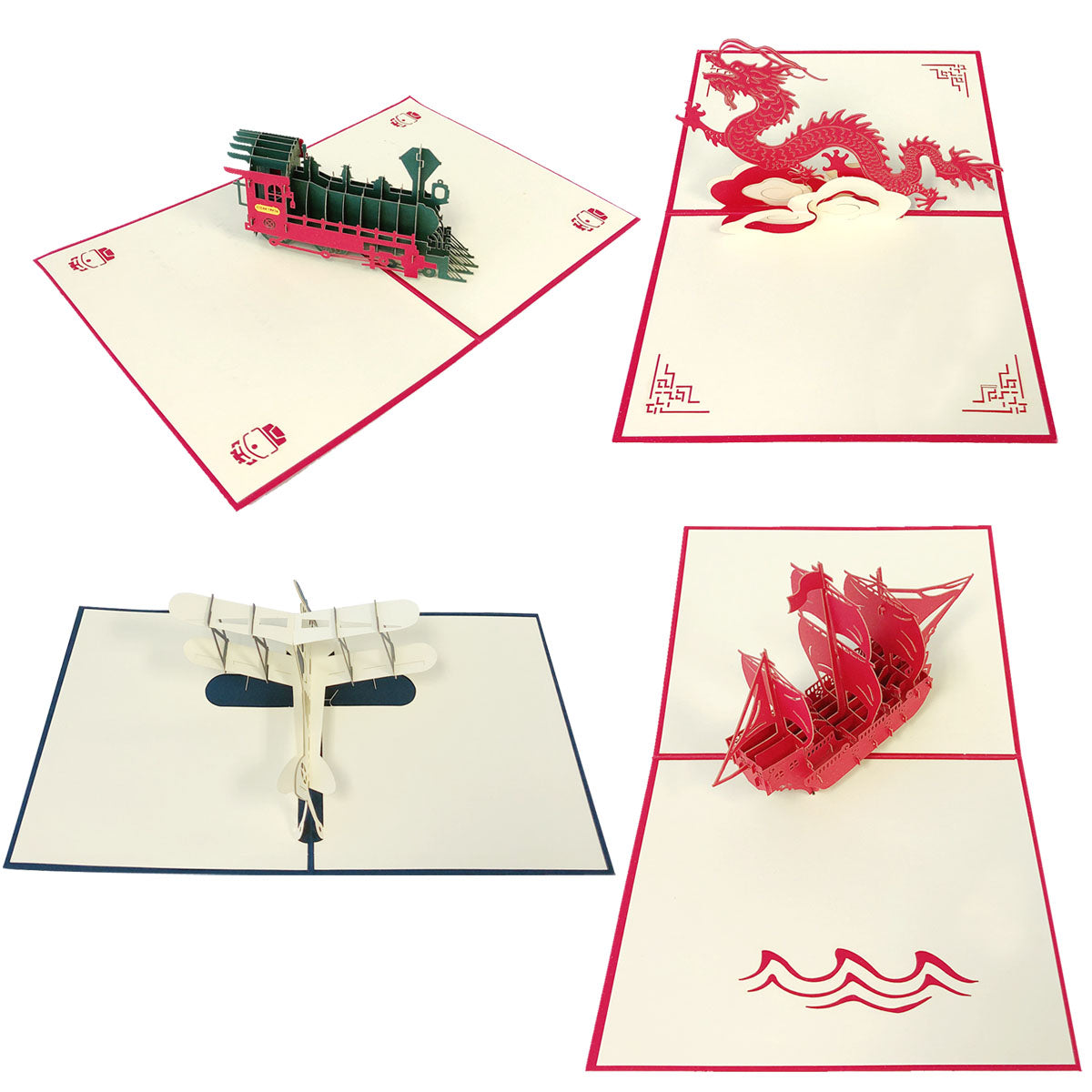 Wrapables 3D Pop-Up Greeting Cards for Birthday, Thank you, Anniversary, Wedding, Holidays (Set of 4)