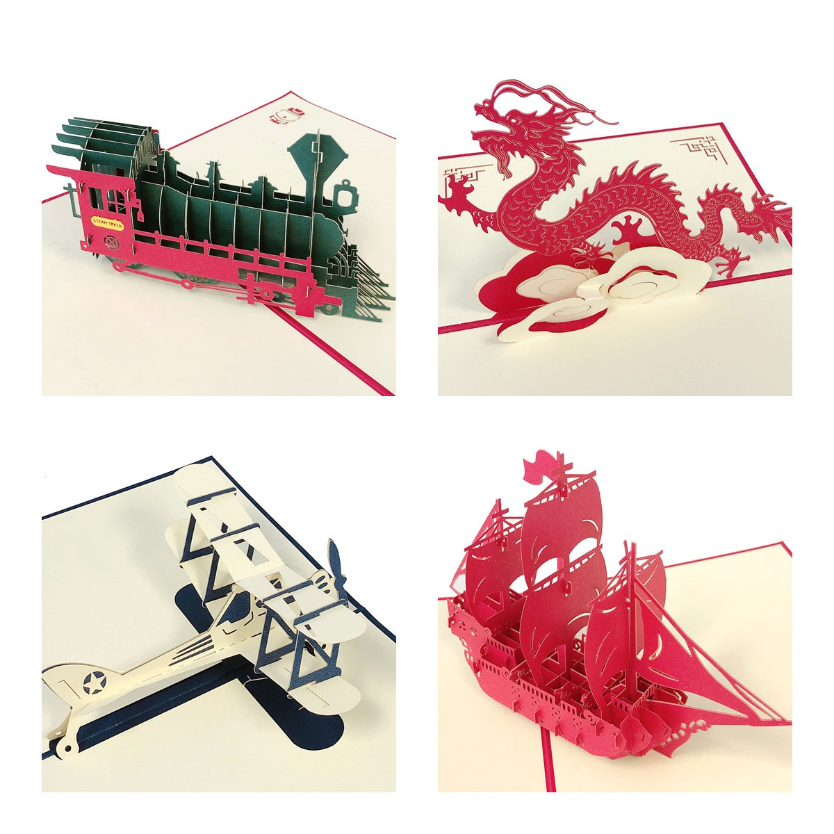 Wrapables 3D Pop-Up Greeting Cards for Birthday, Thank you, Anniversary, Wedding, Holidays (Set of 4)