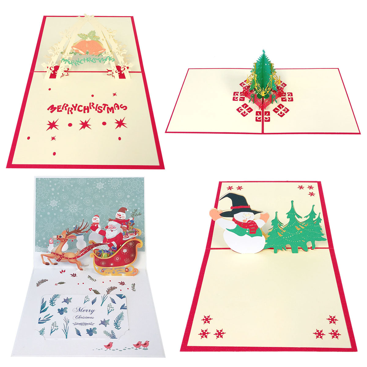Wrapables 3D Pop-Up Greeting Cards for Birthday, Thank you, Anniversary, Wedding, Holidays (Set of 4)