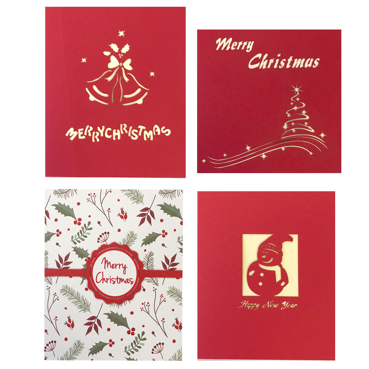 Wrapables 3D Pop-Up Greeting Cards for Birthday, Thank you, Anniversary, Wedding, Holidays (Set of 4)