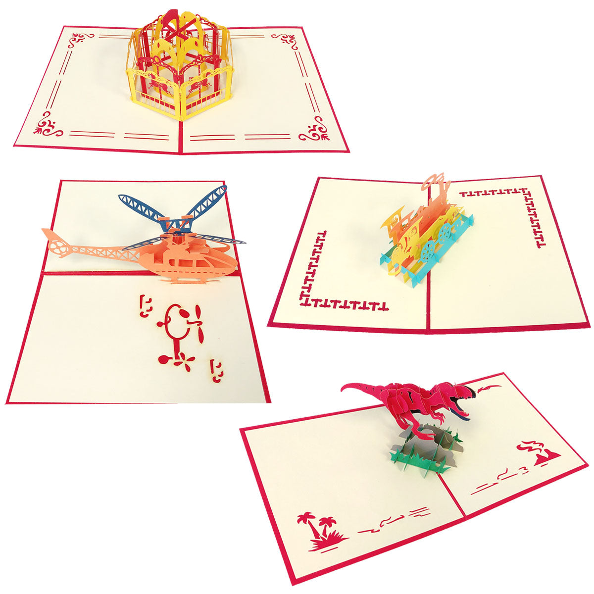 Wrapables 3D Pop-Up Greeting Cards for Birthday, Thank you, Anniversary, Wedding, Holidays (Set of 4)