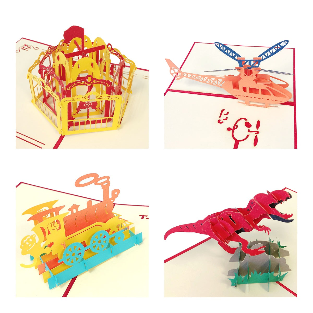 Wrapables 3D Pop-Up Greeting Cards for Birthday, Thank you, Anniversary, Wedding, Holidays (Set of 4)