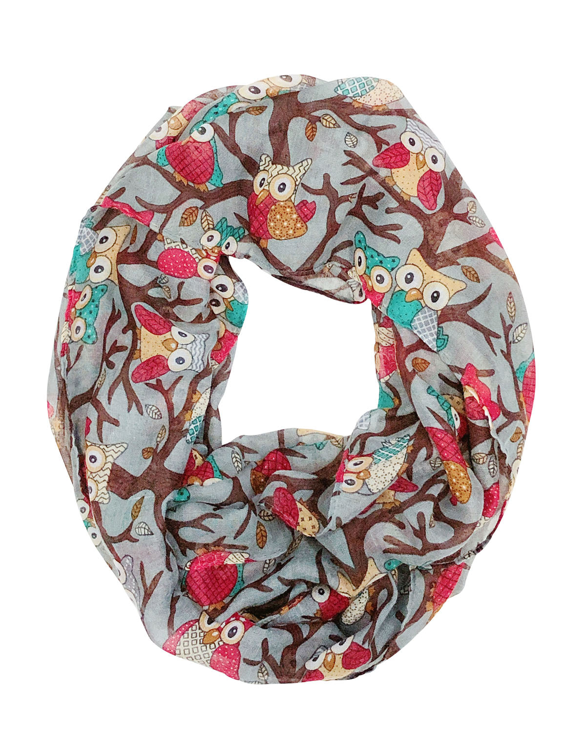 Wrapables Lightweight Forest Animal Infinity Scarf, Fox, Owl, Moose Print Scarf