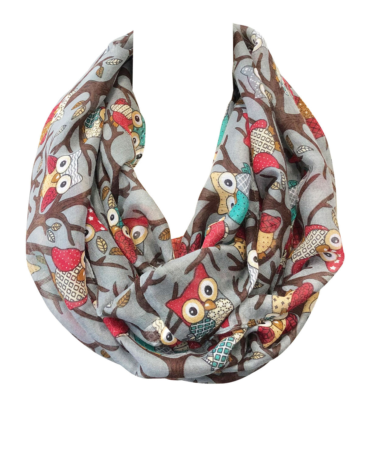 Wrapables Lightweight Forest Animal Infinity Scarf, Fox, Owl, Moose Print Scarf