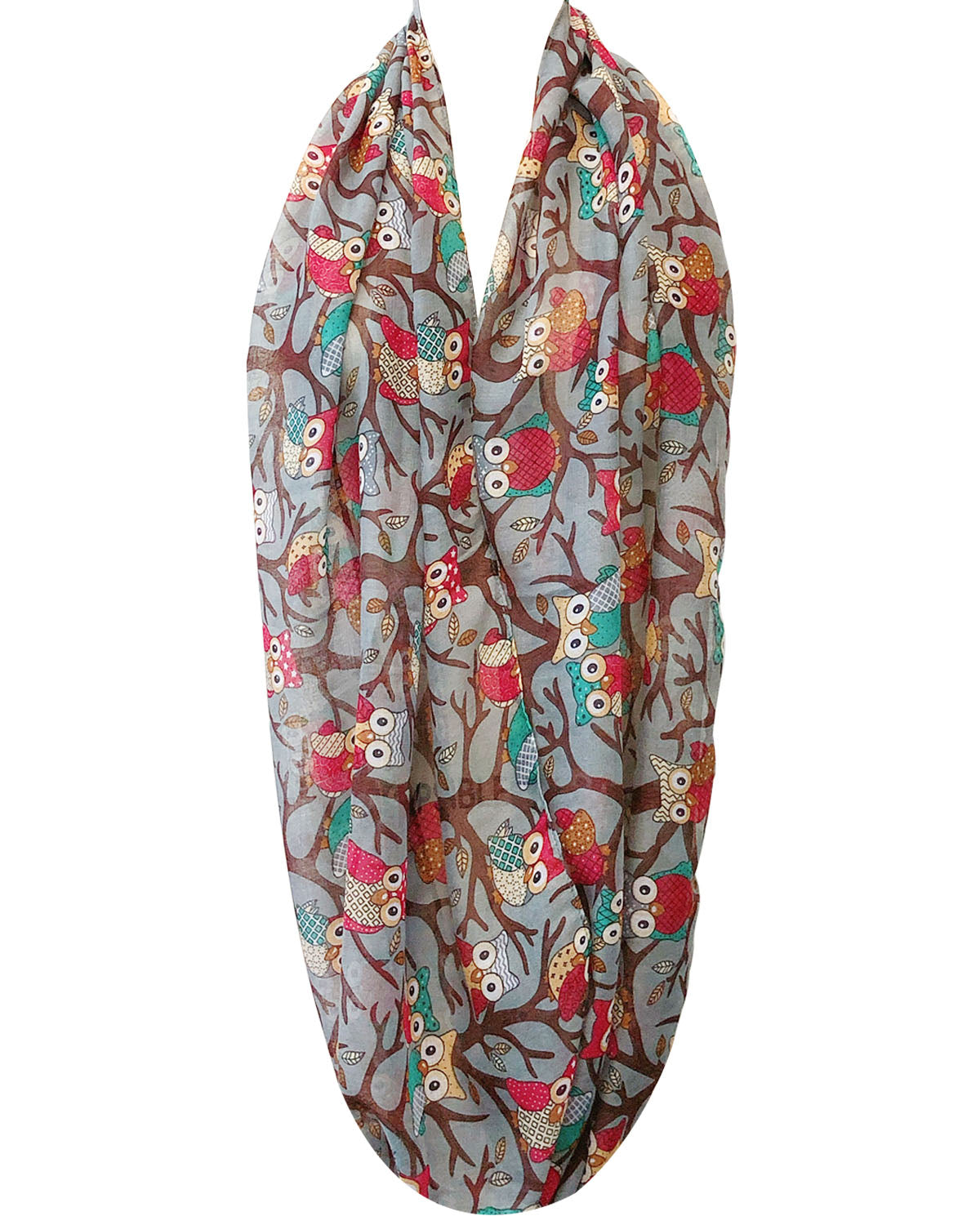 Wrapables Lightweight Forest Animal Infinity Scarf, Fox, Owl, Moose Print Scarf