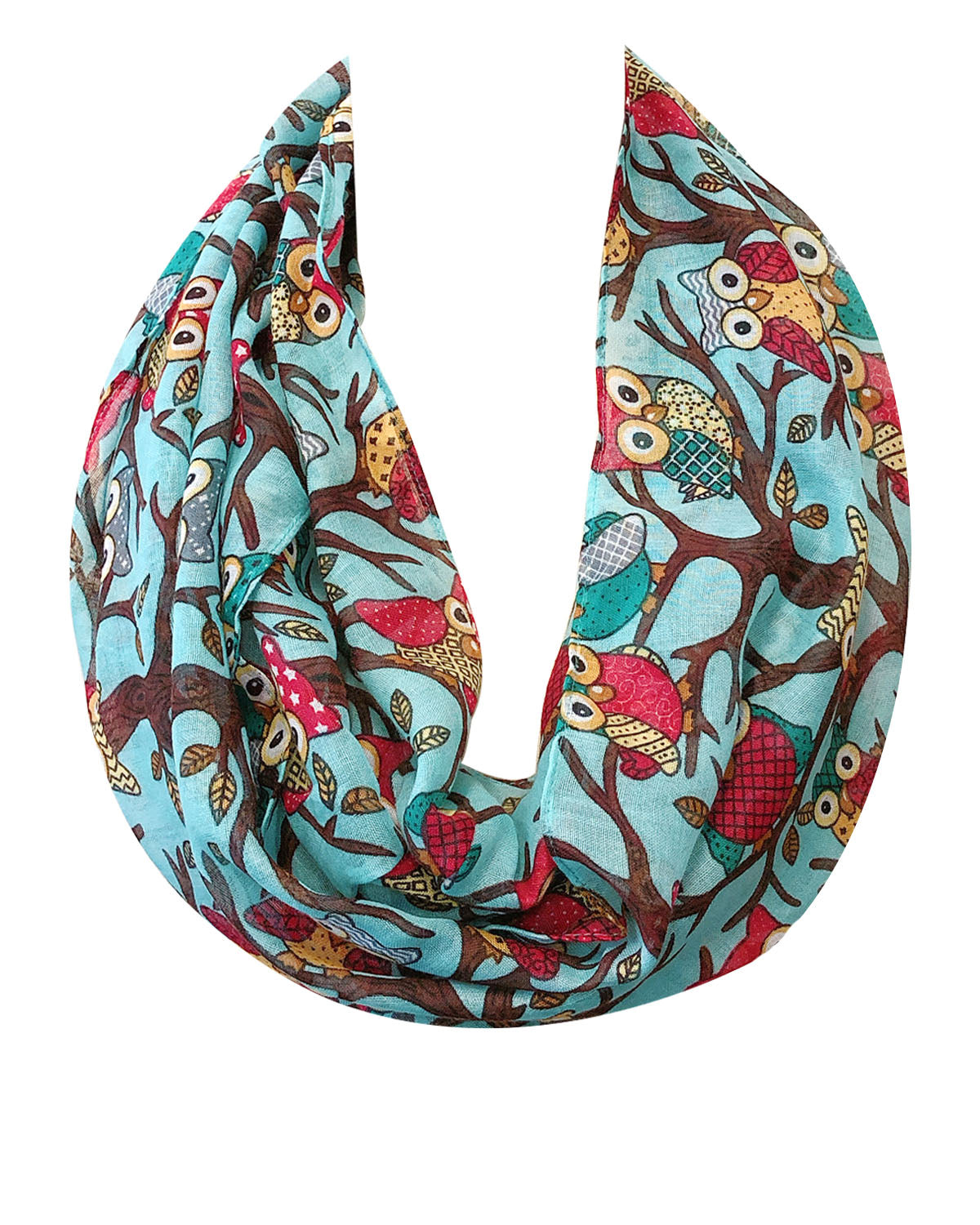 Wrapables Lightweight Forest Animal Infinity Scarf, Fox, Owl, Moose Print Scarf
