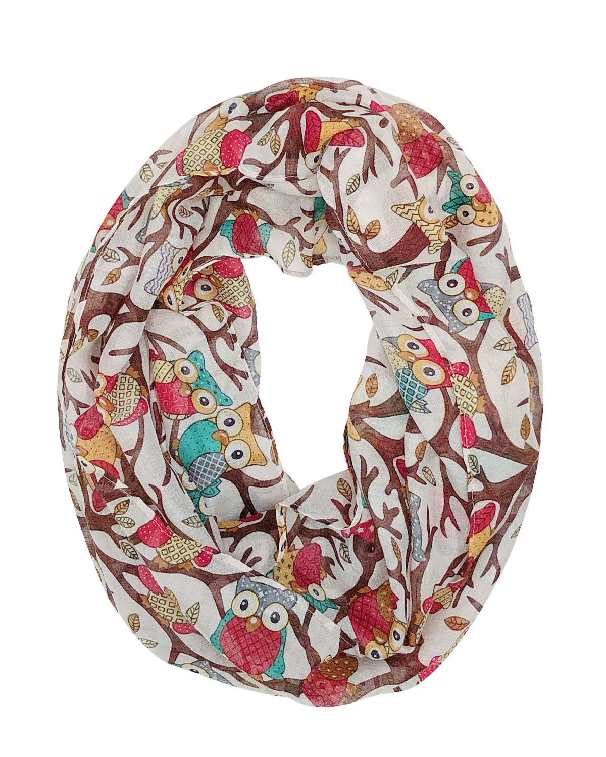 Wrapables Lightweight Forest Animal Infinity Scarf, Fox, Owl, Moose Print Scarf