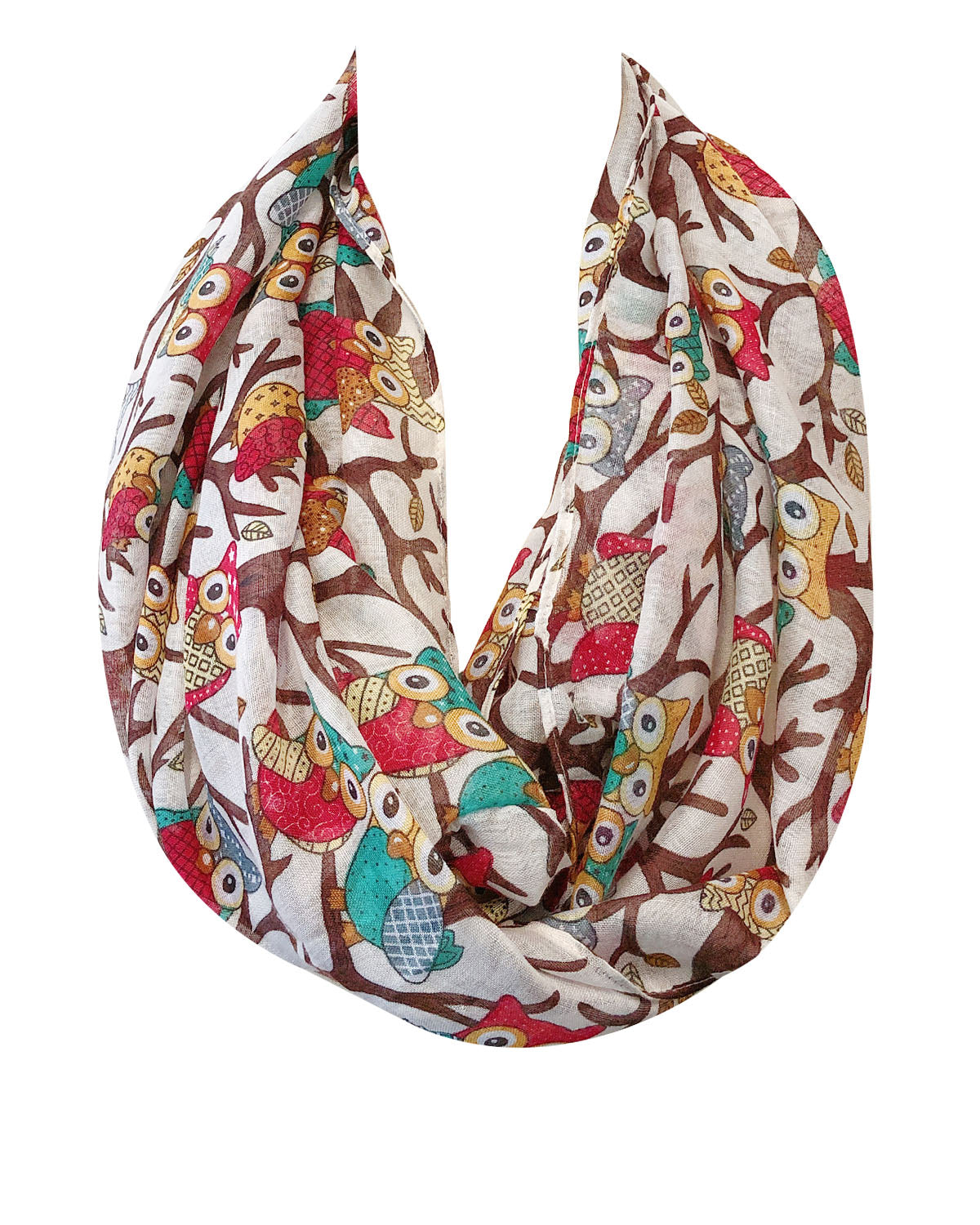 Wrapables Lightweight Forest Animal Infinity Scarf, Fox, Owl, Moose Print Scarf