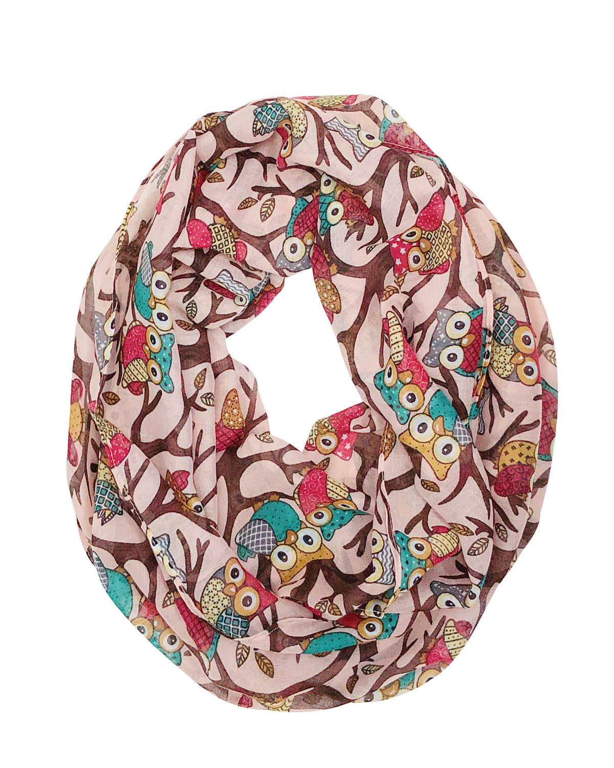 Wrapables Lightweight Forest Animal Infinity Scarf, Fox, Owl, Moose Print Scarf
